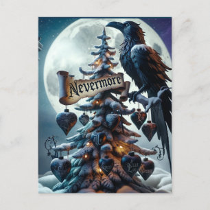 Nevermore Gotische Kerstboom met harten Raven Briefkaart