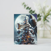 Nevermore Gotische Kerstboom met harten Raven Briefkaart (Staand voorkant)