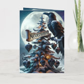 Nevermore Gotische Kerstboom met harten Raven Folie Wenskaart (Achterkant)
