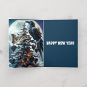 Nevermore Gotische Kerstboom met harten Raven Folie Wenskaart (Binnenlaag)