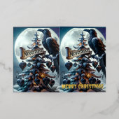 Nevermore Gotische Kerstboom met harten Raven Folie Wenskaart (Buiten Laag)