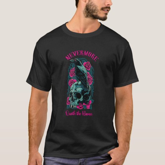 Nevermore Quoth the Raven Edgar Allan Poe T-shirt (Voorkant)