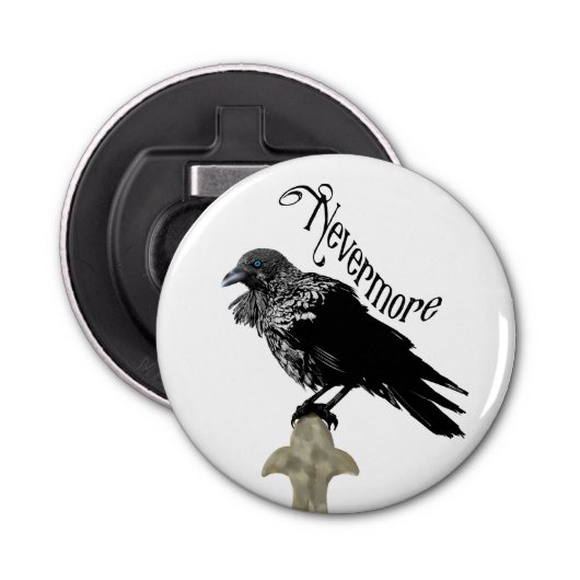 Nevermore Raven Button Flesopener (Voorkant)
