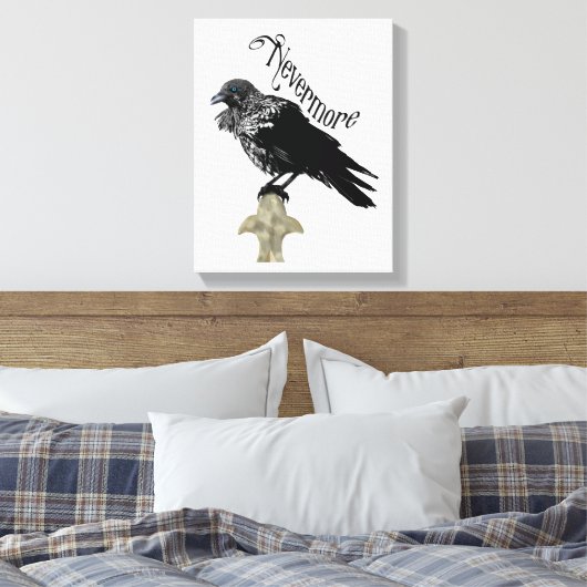Nevermore Raven Canvas Afdruk (Insitu (Slaapkamer))