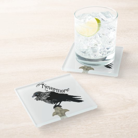 Nevermore Raven Glazen Onderzetter (Schuin)