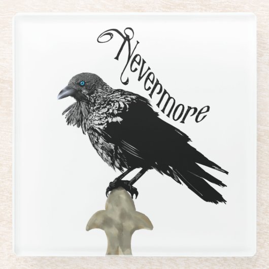 Nevermore Raven Glazen Onderzetter (Voorkant)