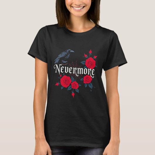 Nevermore Raven Gothic Halloween T-shirt (Voorkant)