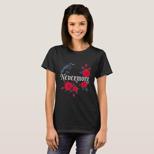 Nevermore Raven Gothic Halloween T-shirt (Voorkant volledig)