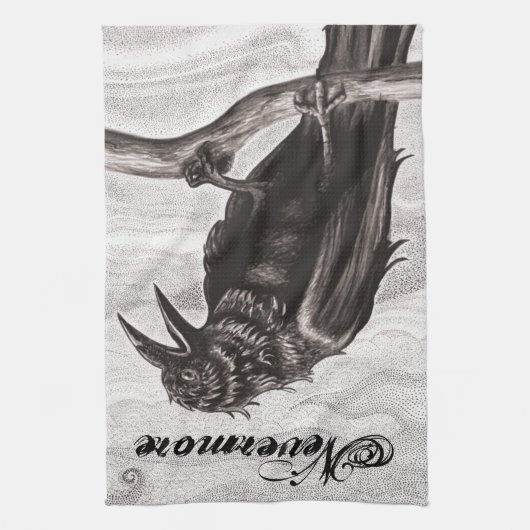Nevermore Raven in de Mist Kitchen Towel Theedoek (Verticaal)