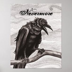 Nevermore Raven in het Mist Poster