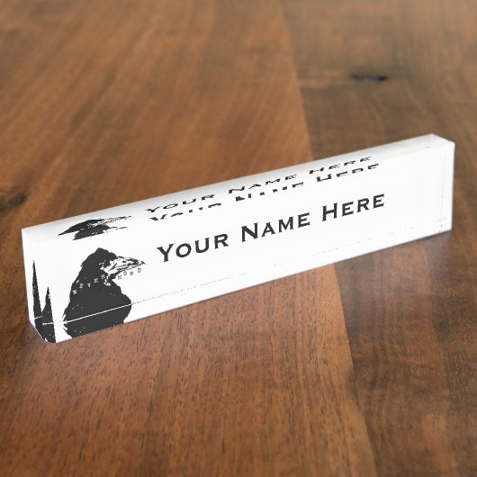 Nevermore Raven of Edgar Allan Poe Naambordje (Zijkant)