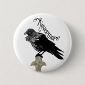 Nevermore Raven Ronde Button 5,7 Cm (Voorkant)