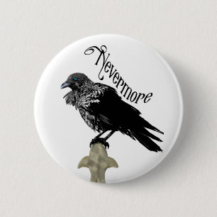Nevermore Raven Ronde Button 5,7 Cm