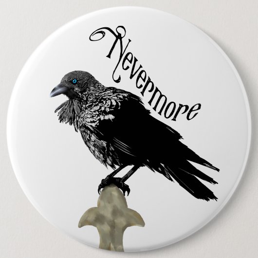 Nevermore Raven Ronde Button 6,0 Cm (Voorkant)