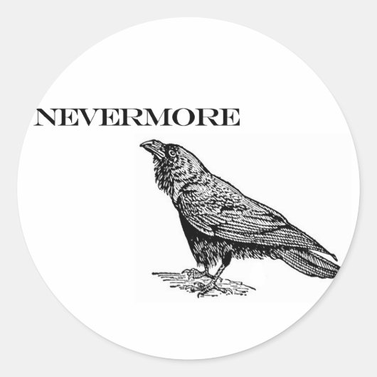 Nevermore Raven Ronde Sticker (Voorkant)