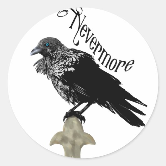Nevermore Raven Ronde Sticker (Voorkant)