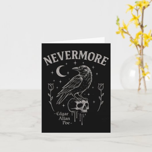 Nevermore Raven Schedel Kunst, Gotische Edgar Alla Kaart (Gele Bloem)