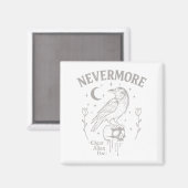 Nevermore Raven Skull Art, Gothic Edgar Allan Poe Magneet (Voorkant / Achterkant)