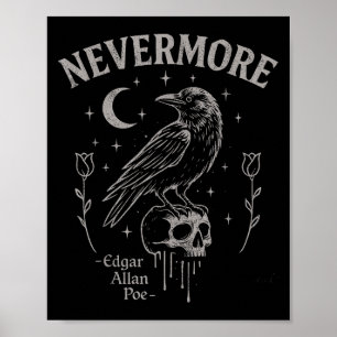 Nevermore Raven Skull Art, Gothic Edgar Allan Poe Poster