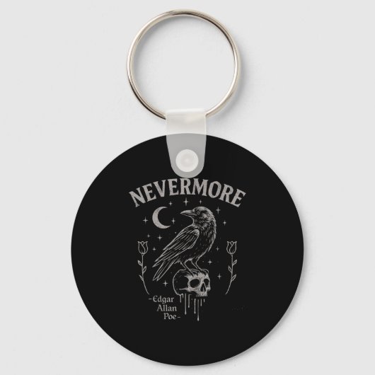 Nevermore Raven Skull Art, Gothic Edgar Allan Poe Sleutelhanger (Voorkant)