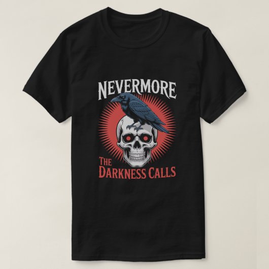 Nevermore Raven Skull Gothic Horror T-shirt (Design voorkant)