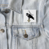 Nevermore Raven Vierkante Button 5,1 Cm (In situ)