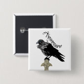 Nevermore Raven Vierkante Button 5,1 Cm (Voorkant /achterkant)