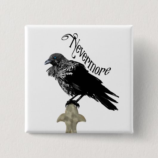 Nevermore Raven Vierkante Button 5,1 Cm (Voorkant)