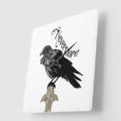 Nevermore Raven Vierkante Klok (Hoek)