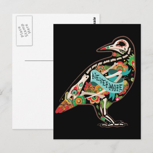 Nevermore Sugar Skull Raven Briefkaart (Voorkant / Achterkant)