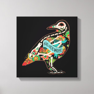 Nevermore Sugar Skull Raven Canvas Afdruk