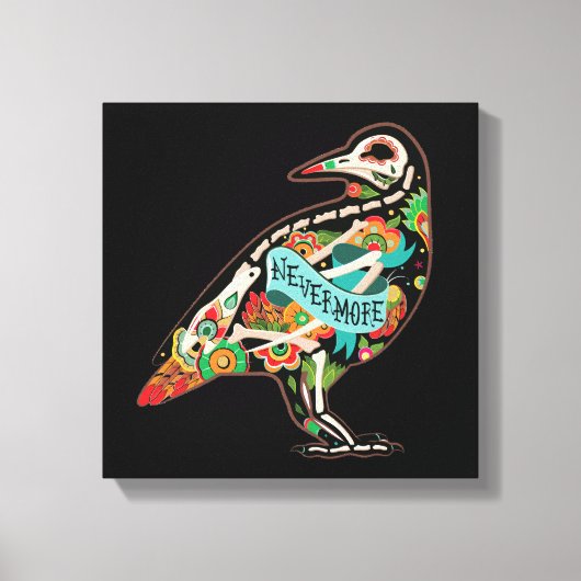 Nevermore Sugar Skull Raven Canvas Afdruk (Voorkant)