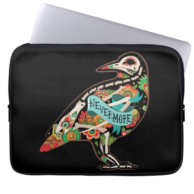 Nevermore Sugar Skull Raven Laptop Sleeve (Voorkant)