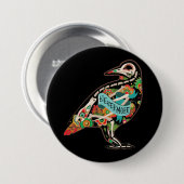 Nevermore Sugar Skull Raven Ronde Button 7,6 Cm (Voorkant /achterkant)