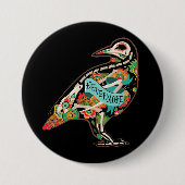 Nevermore Sugar Skull Raven Ronde Button 7,6 Cm (Voorkant)