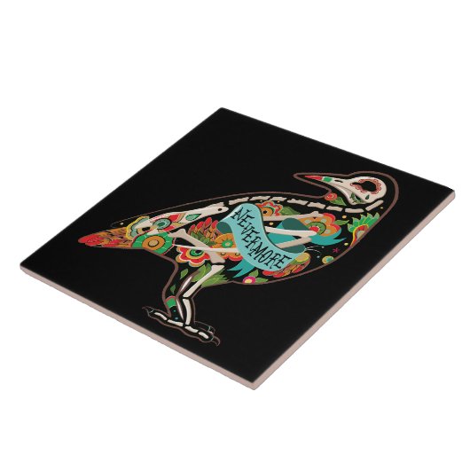 Nevermore Sugar Skull Raven Tegeltje (Zijkant)