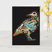 Nevermore Sugar Skull Raven Wenskaart Kaart (Gele Bloem)