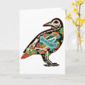 Nevermore Sugar Skull Raven Wenskaart Kaart (Gele Bloem)