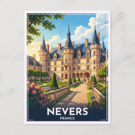 Nevers Frankrijk Kasteel Vintage Reizen Briefkaart