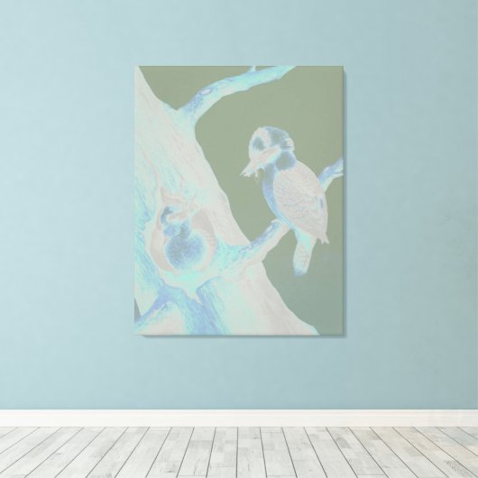 Neville HP Cayley - Laughing Kookaburra Canvas Afdruk (Insitu (Houten vloer))