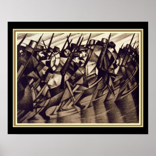 Nevinson "Terug naar de Trenches" - Deco 16x20 Poster (Voorkant)