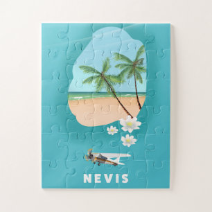 Nevis Caraïbisch eiland Geïllustreerde kaart. Legpuzzel
