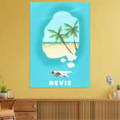 Nevis Caribbean Island Illustrated map. Canvas Afdruk (Insitu (Woonkamer))