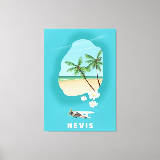 Nevis Caribbean Island Illustrated map. Canvas Afdruk (Voorkant)