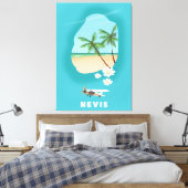 Nevis Caribbean Island Illustrated map. Canvas Afdruk (Insitu (Slaapkamer))