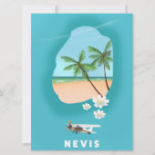Nevis Caribbean Island Illustrated map. Kaart (Voorkant)