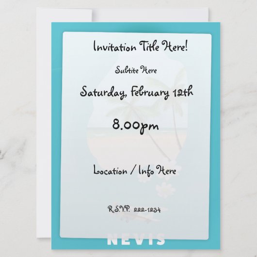 Nevis Caribbean Island Illustrated map. Kaart (Achterkant)