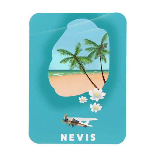 Nevis Caribbean Island Illustrated map. Magneet (Verticaal)