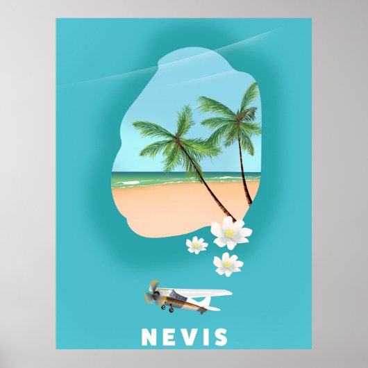 Nevis Caribbean Island Illustrated map. Poster (Voorkant)