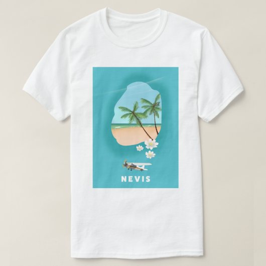 Nevis Caribbean Island Illustrated map. T-shirt (Design voorkant)